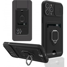 AyrStore Iphone 12 Pro Max Kılıf Zuma Kartvizitli Yüzüklü Silikon - Siyah