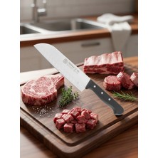 Akyüz Home Sürmene Şef Aşçı Bıçağı Profesyonel Oluklu Santoku Bıçağı 31 cm Pimli Sap Sürbisa 61095