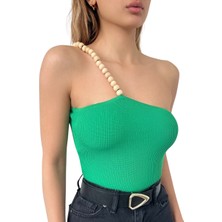 Rory Ahşap Boncuk Detaylı  Bluz-Yeşil