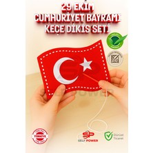 Self Power 29 Ekim Bayrak Keçe Dikiş Seti Elyaf ve Plastik Iğne Dahil Anaokulu Kreşler Için Ip Iğne ve Elyaf Pakete Dahildir