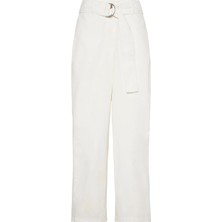 Calvin Klein Jeans Yüksek Bel Standart Beyaz Kadın Pantolon Cotton Seamed Pant