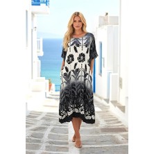 Modanı Seç Siyah Çiçekli Kayık Yaka Cepli Etekleri Fırıfırlı Midi Elbise