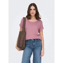 Only O Yaka Düz Gül Kurusu Kadın T-Shirt Onlmoster S/s O-Neck Top Noos Jrs