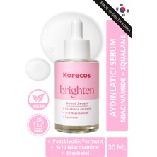 KORECOS %10 Niacinamide Aydınlık Görünüm Veren, Ton Eşitleyici ve Gözenek Sıkılaştırıcı Brighten Boost Serum