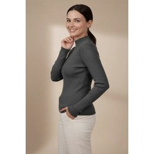 Modanı Seç Kadın Gri Balıkçı Yaka Bluz