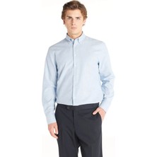 Ted Baker Comfort Fit Düğmeli Yaka Düz Açık Mavi Erkek Gömlek TBMRSH1016