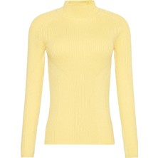 Calvin Klein Jeans Yuvarlak Yaka Standart Düz Sarı Kadın Kazak Fashıoned Rıb Cotton Cn Sweater