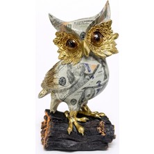 Marsilyan Dolar Baskılı Özel Tasarım Polyester Baykuş - 17X10 cm