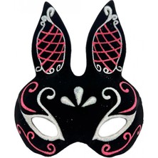 Marsilyan Siyah Süet Tavşan Maskesi Simli