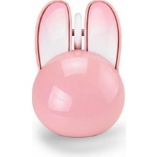 Marsilyan Tavşan Figürlü Kablosuz Mouse Pil Dahil Etiket Hediyeli Pembe