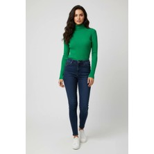 Modanı Seç Kadın Yeşil Boğazlı Triko Kazak