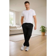 Moda Loris Erkek Düz Paça Beli Lastikli Ipli Günlük Spor Eşofman Altı Rahat Fit - Siyah