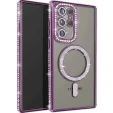 AyrStore Samsung Galaxy S23 Ultra Joke Simli Magneticsafe Kılıf - Derin Mor