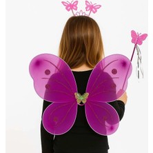 Epilons Mey Ithalat® Fuşya Kız Seti – 50 cm Kanadı, Taç Asa