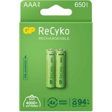 LTG Nova Gp Recyko 650MAH Aaa Şarj Edilebilir Ince Kalem Pil 2'li Paket