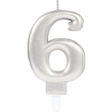 Epilons 6 Rakam Mum Gümüş Renk