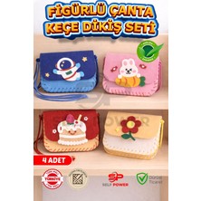 Self Power 4 Adet Keçe'den Üretilmiş Eğitici Fiğürlü Şık Motor Beceri Gelişimi Çanta Dikiş Kiti Ip Iğne Dahil