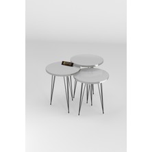 Gold Falez Sehpa Siyah Tel Ayak Gümüş Beyaz Zigon