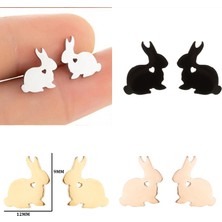 🐰 Midnight Shine Sweet Bunny Kalpli Tavşan Küpe 18 Ayar Altın Kaplama / Gümüş Kaplama Minimal Kadın Küpe