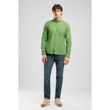 Lee Cooper Day Erkek Regular Fit Pamuklu Uzun Kol Gömlek Yeşil