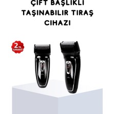 Derin Stok Kablosuz Tıraş Makinesi Çift Başlıklı Kuru Tıraş Folyo Başlık Şarj Göstergeli