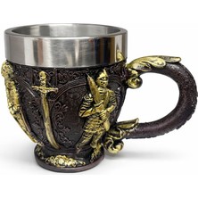 Derin Stok Şövalye Kabartmalı 3D Paslanmaz Çelik Kupa Bardak