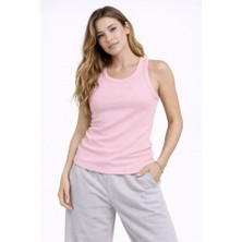 Infivento Fitilli Atlet Sıfır Yaka Slim Fit Arka Baskılı Spor Atlet - Pembe