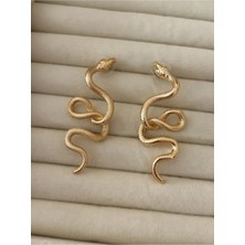 Eredka Yılan Model Gold Küpe