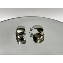 Eredka Asimetrik Bombe Model Silver Çelik Küpe