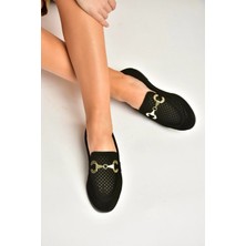 Fox Shoes Y291262402 Siyah Süet Toka Detaylı Kadın Babet