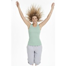 Meğdaix Fitilli Atlet Sıfır Yaka Slim Fit Arka Baskılı Spor Atlet - Mint Yeşili