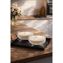 Porsima RYGX074-2 Dream Bowl 6lı Ayaklı Cam Kase Puding Tatlı ve Dondurma Kasesi Lokumluk Şekerlik Kase Seti Çerez Kasesi 11X11CM