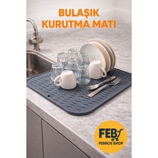 Febros Shop Febros Büyük Boy 36 x 28 cm Silikon Bulaşık Kurutma Matı Bulaşıklık Durulama Hijyenik Kokusuz Bulaşık Matı