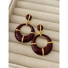 Eredka Bordo Mineli Sallantılı Küpe