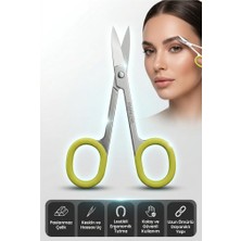 MUJGAN Paslanmaz Çelik Plastik Tutma Halkalı Kaş Şekillendirme Makası Keskin ve Ergonomik Tasarım