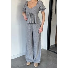 Gülseli Kadın V Yaka Bluz Pantolon Ikili Takım P-00020743