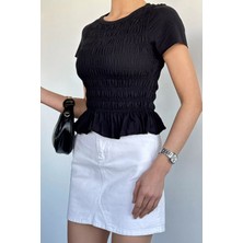 Gülseli Kadın Bisiklet Yaka Gipeli Likralı Bluz P-00020648