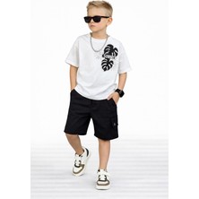 Bambam Erkek Çocuk Summer Baskılı Tişört Şort Takım – Yazlık Rahat 2'li Kombin Şortlu Takım 11647S