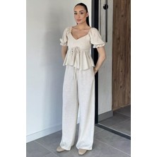 Gülseli Kadın V Yaka Bluz Pantolon Ikili Takım P-00020743