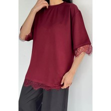 Gülseli Kadın Dantelli Oversize Tişört P-00020674