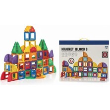 Farbu Oyuncak Geometrik Şekilli Manyetik Yapı Blokları - 3 Boyutlu Mıknatıslı Yapı Oyun Seti 100 Parça