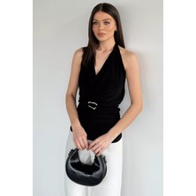 Gülseli Degaje Yaka Yan Büzgülü Dekolteli Bluz P-00020673