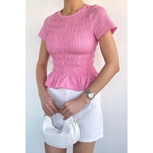 Gülseli Kadın Bisiklet Yaka Gipeli Likralı Bluz P-00020648