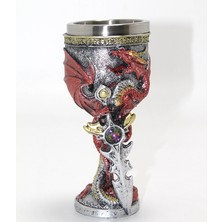 Pileli Store Ejderha ve Kılıç Temalı 3D Kabartmalı Çelik Kadeh Bardak