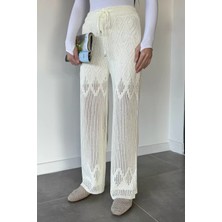 Gülseli Kadın Bel Lastikli Ajurlu Triko Pantolon P-00020774