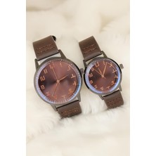 İsmiyle Al Kahverengi Deri Kordonlu Rose Metal Kasa Sevgili Saatleri