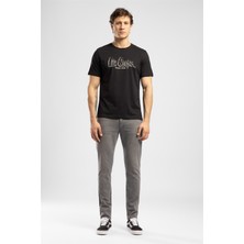 Lee Cooper DRAWOS Erkek Regular Fit %100 Pamuk Basic Bisiklet Yaka T-Shirt Siyah