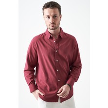 Tena Erkek Vişne Uzun Kol Basic Pamuk Flam Regular Gömlek
