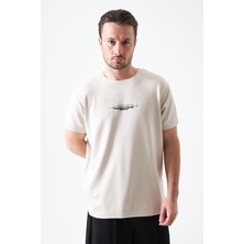 Tena Erkek Bej Bisiklet Yaka Refresh Baskılı Modal Tişört