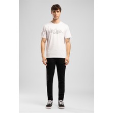 Lee Cooper DRAWOS Erkek Regular Fit %100 Pamuk Basic Bisiklet Yaka T-Shirt Beyaz